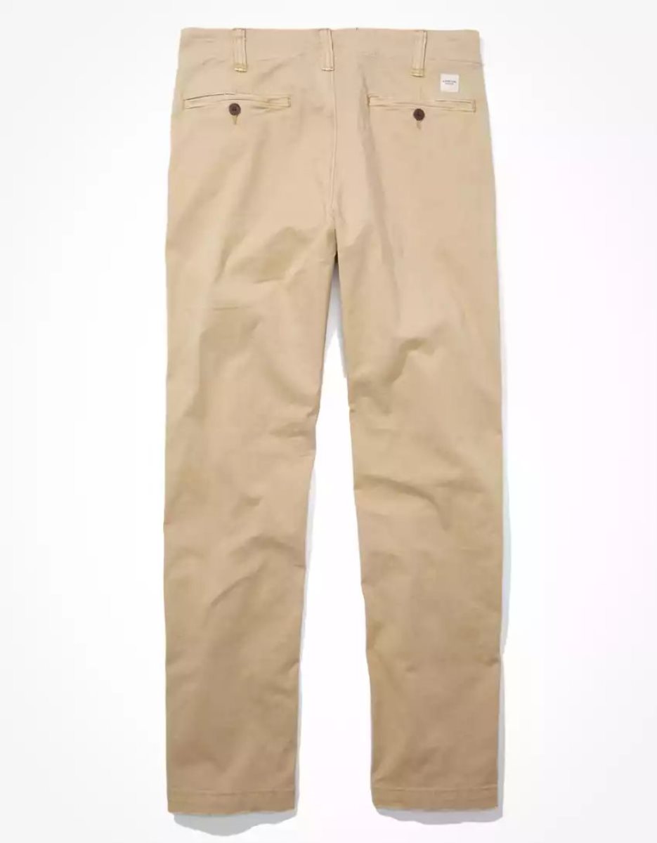 Pantalon American Eagle AE Flex Original Droit Lived-In Khaki Kaki Clair Homme | WPW-93122417